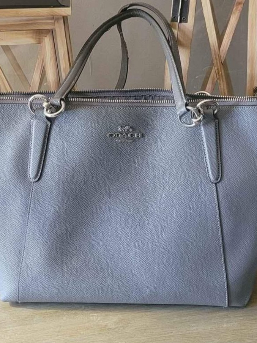 Coach Gray Leather Tote Bag
